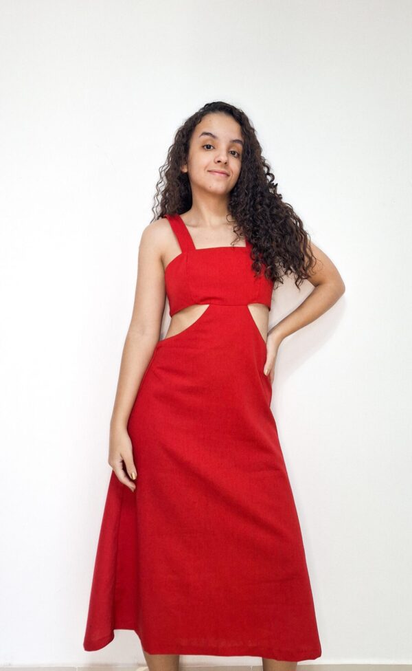 vestido midi vermelho