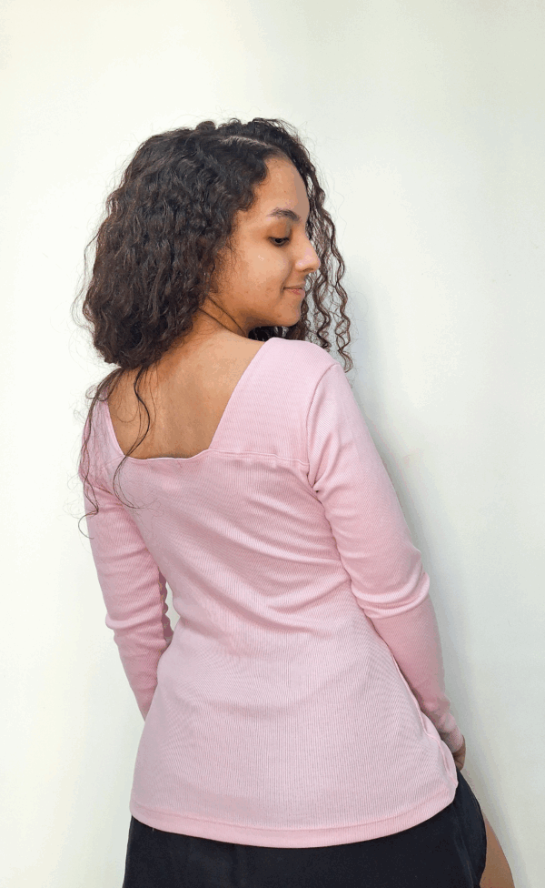 Blusa manga longa decote nas costas rosa bebe - Image 5