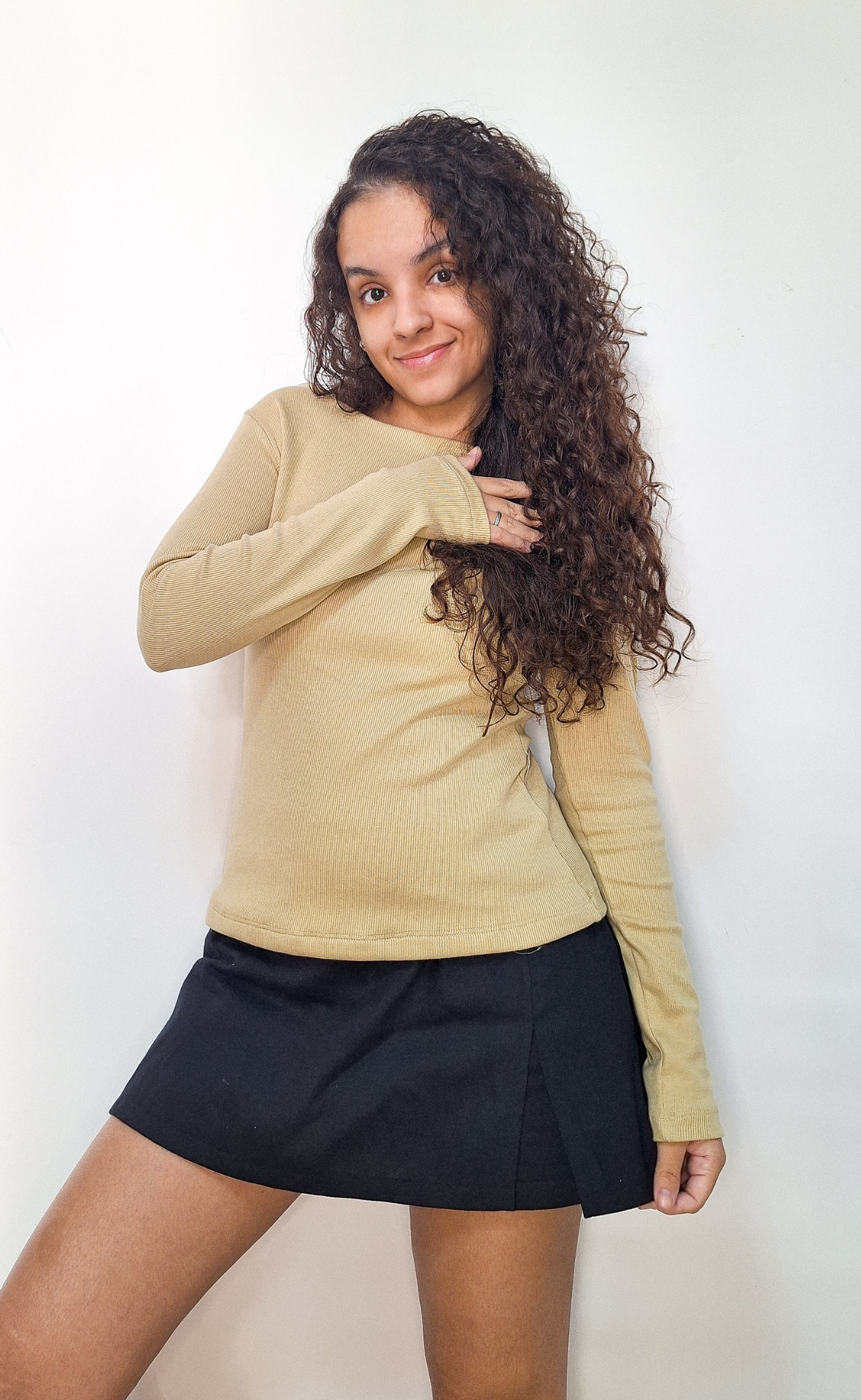 Blusa manga longa decote nas costas