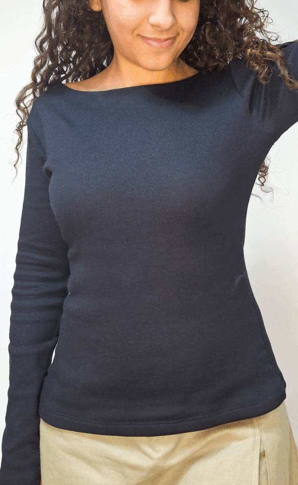 Blusa manga longa decote nas costas cor preta - Imagem 4