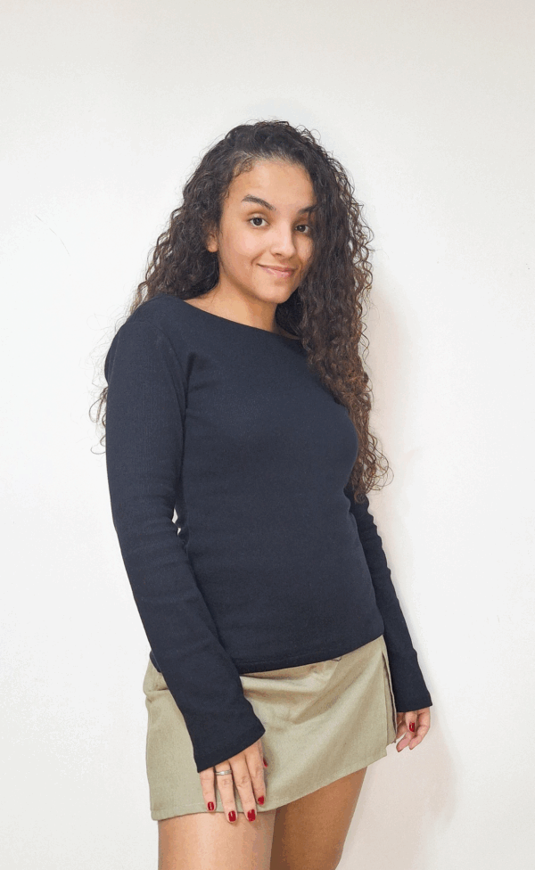 Blusa manga longa decote nas costas cor preta - Imagem 7