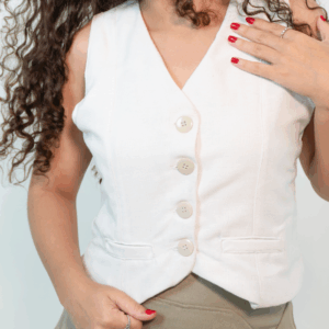 Colete alfaiataria Ana em linho misto cor off white