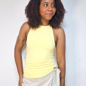 Blusa Alma Frente Única com amarração nas costas Amarelo