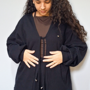 Cardigan Feminino de Malha Canelada Preto
