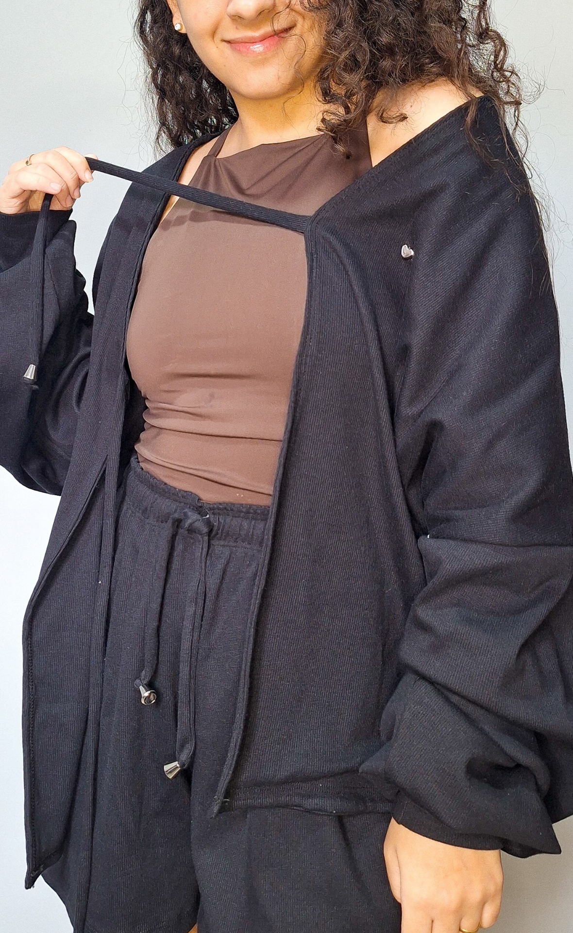 Cardigan Feminino de Malha Canelada Preto - Imagem 2