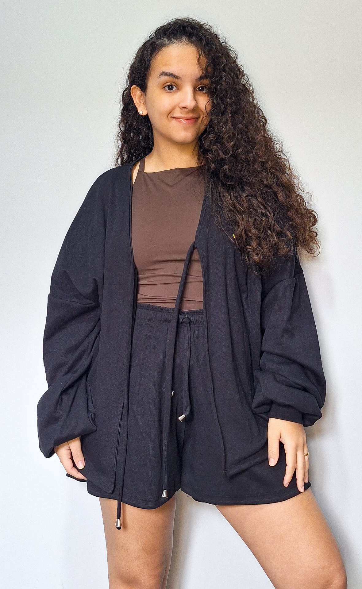 Cardigan Feminino de Malha Canelada Preto - Imagem 4