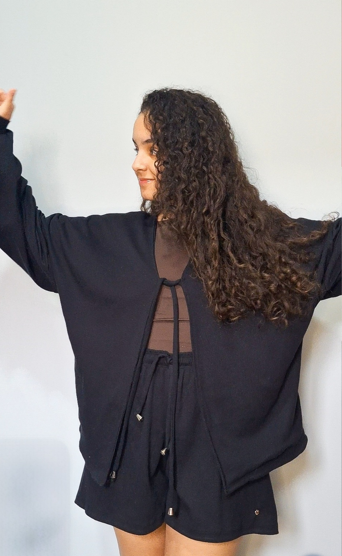 Cardigan Feminino de Malha Canelada Preto - Imagem 8