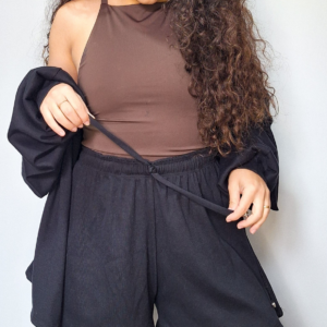 Shorts Feminino de Malha Canelada preto